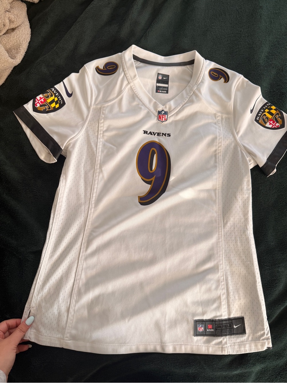Women's white Baltimore Ravens Justin Tucker Nike Game away jersey